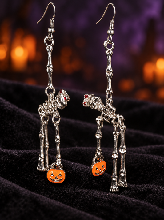 Skeleton & Pumpkin Dangle Earrings