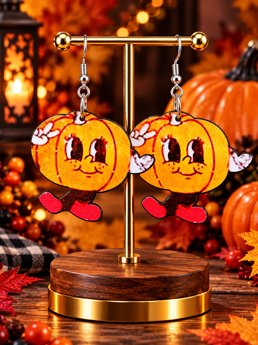 Retro Smiling Pumpkin Dangle
