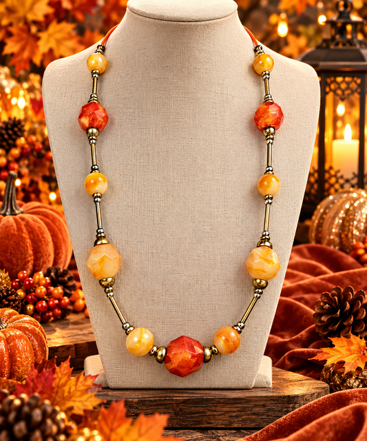 Autumn Glow Long Beaded Necklace