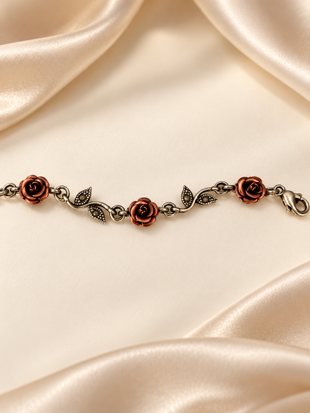 Red Rose & Vine Charm Bracelet