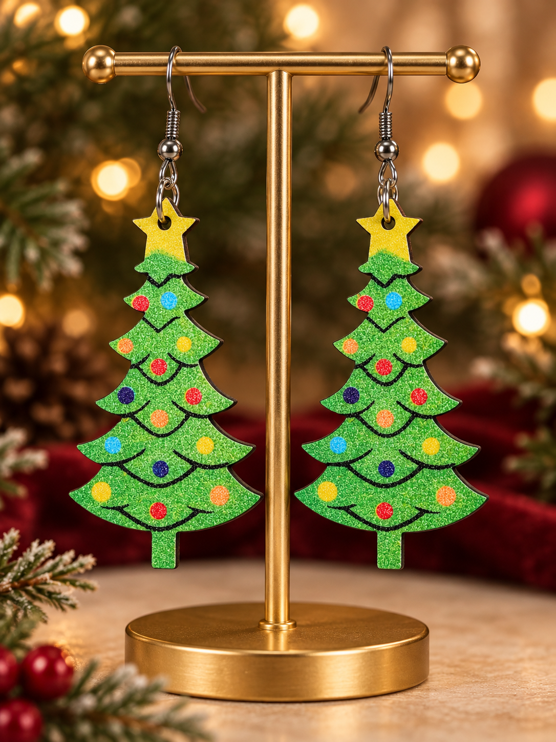 Christmas Tree Dangle Earrings