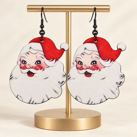 Vintage Santa Claus Dangle Earrings