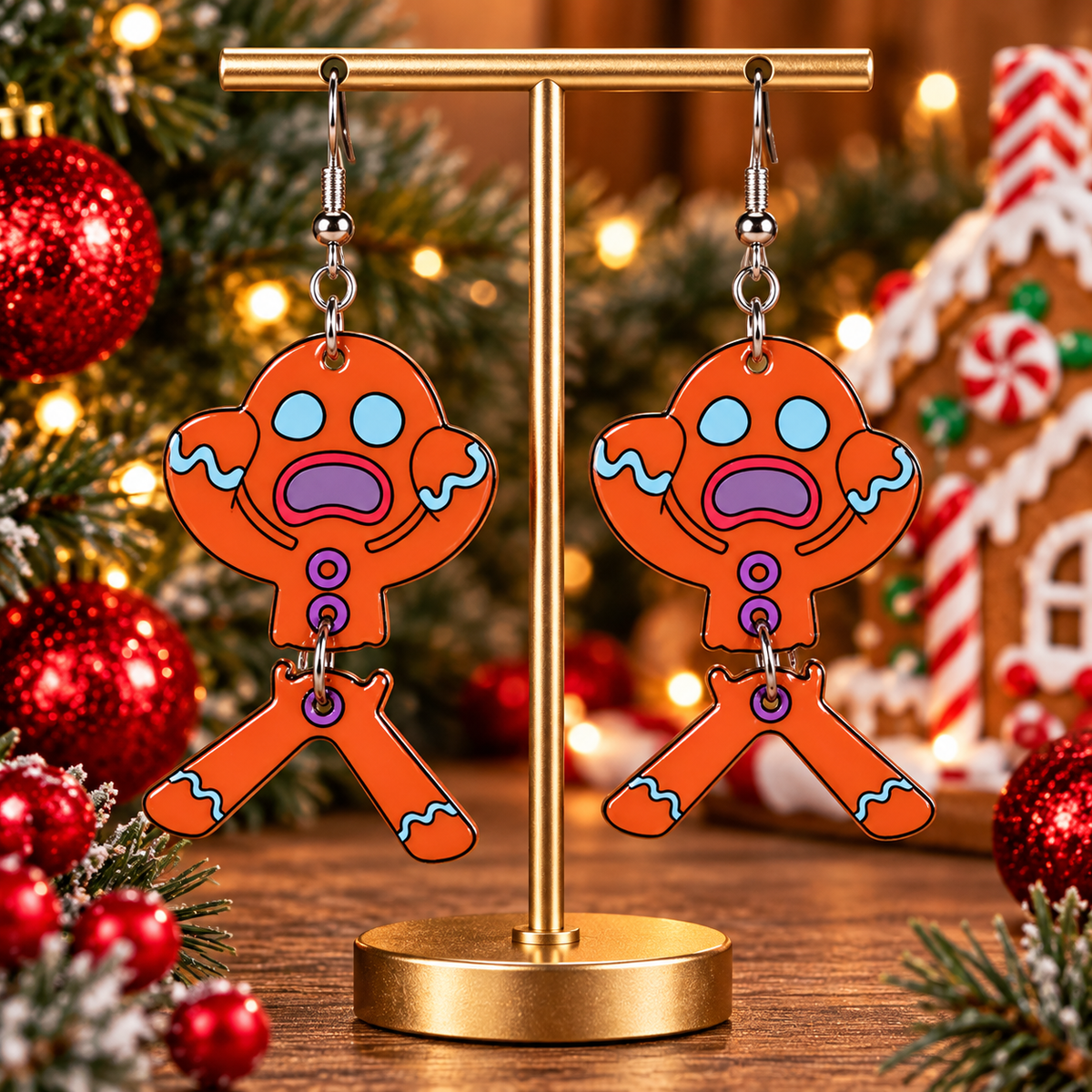 Gingerbread Man Dangle Earrings