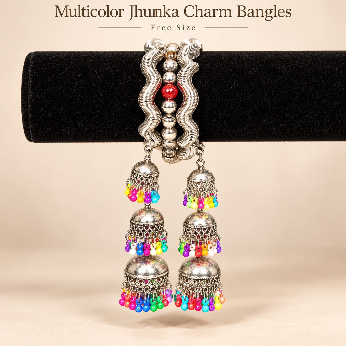 Multicolor Jhumka Charm Bangles – Free Size
