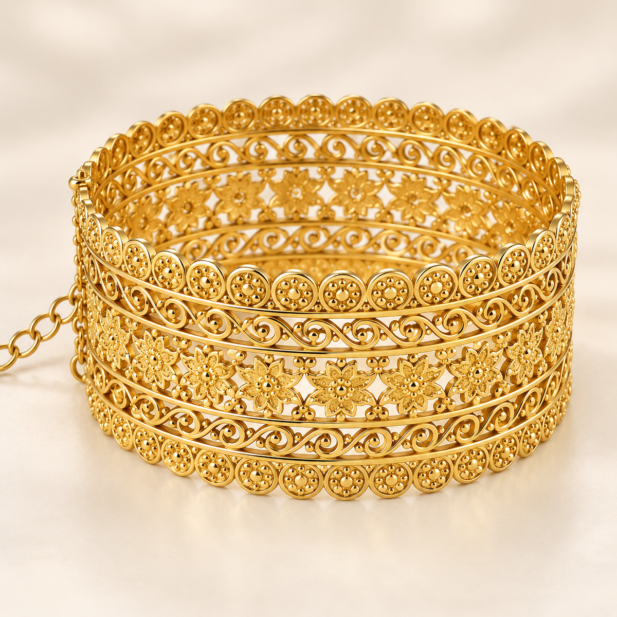 Gold-Tone Floral Statement Bracelet