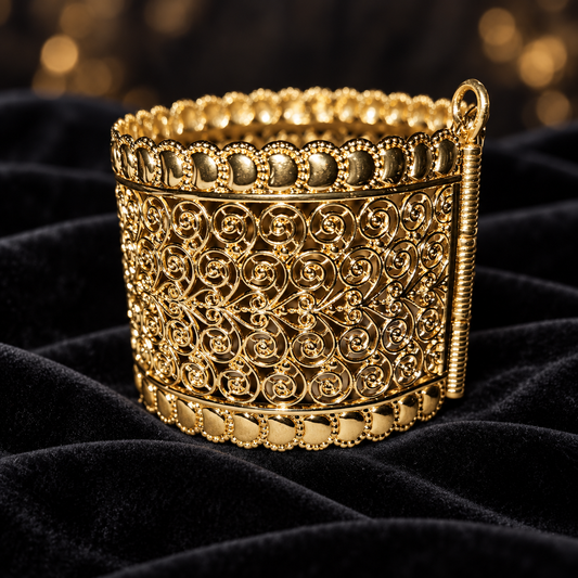 Gold-Tone Filigree Statement Cuff Bracelet