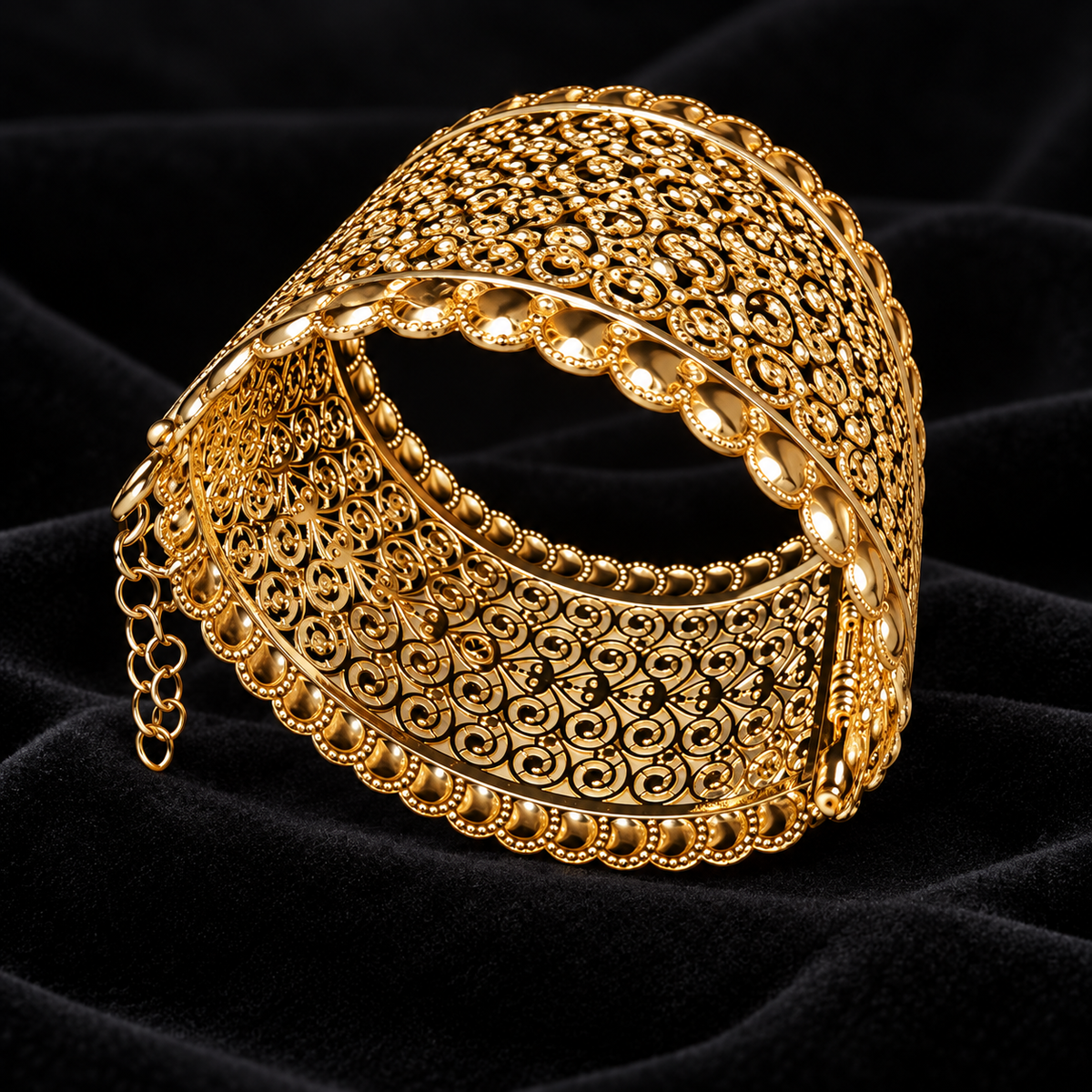 Gold-Tone Filigree Statement Cuff Bracelet