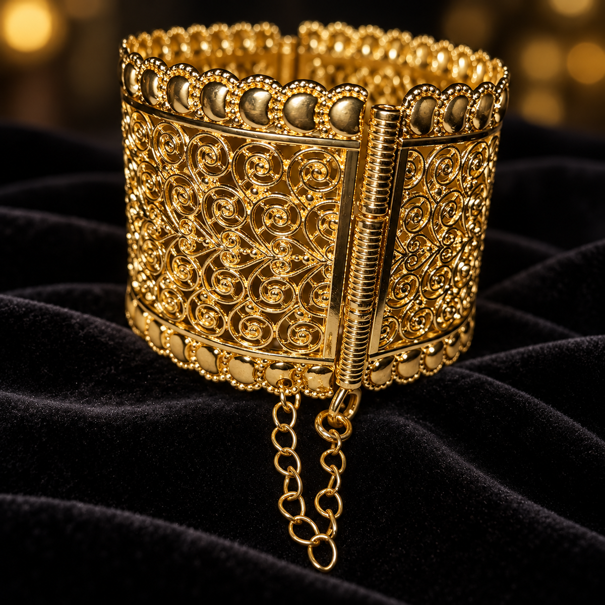 Gold-Tone Filigree Statement Cuff Bracelet