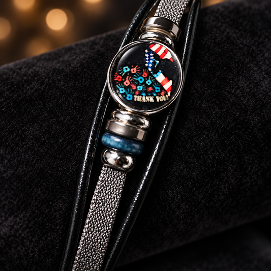 Handmade Men’s Black PU Leather Bracelet