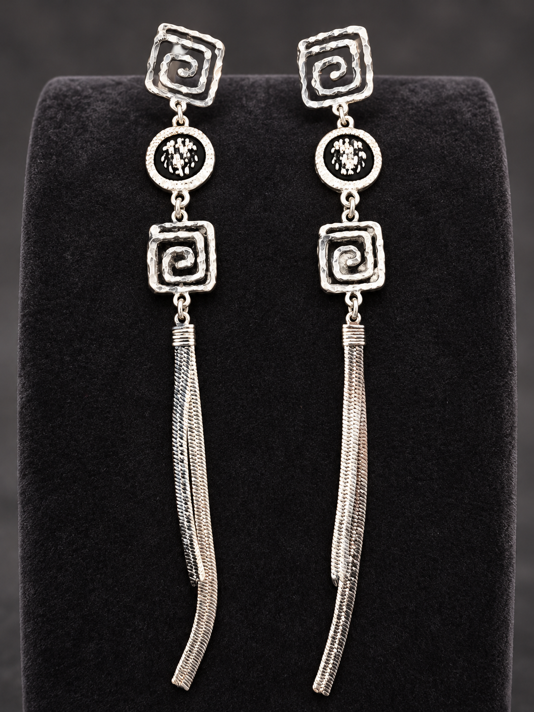 Silver-Tone Spiral Tassel Drop Earrings