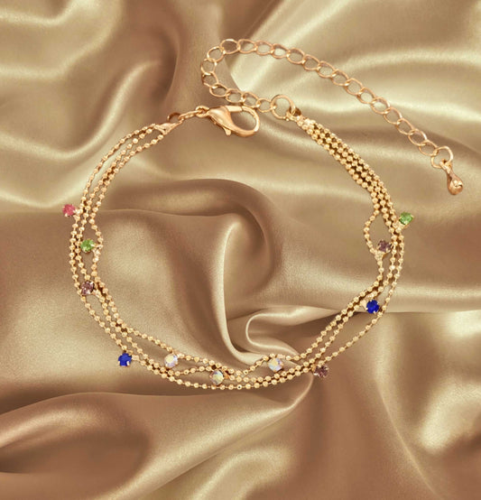 Multicolored Golden Anklet