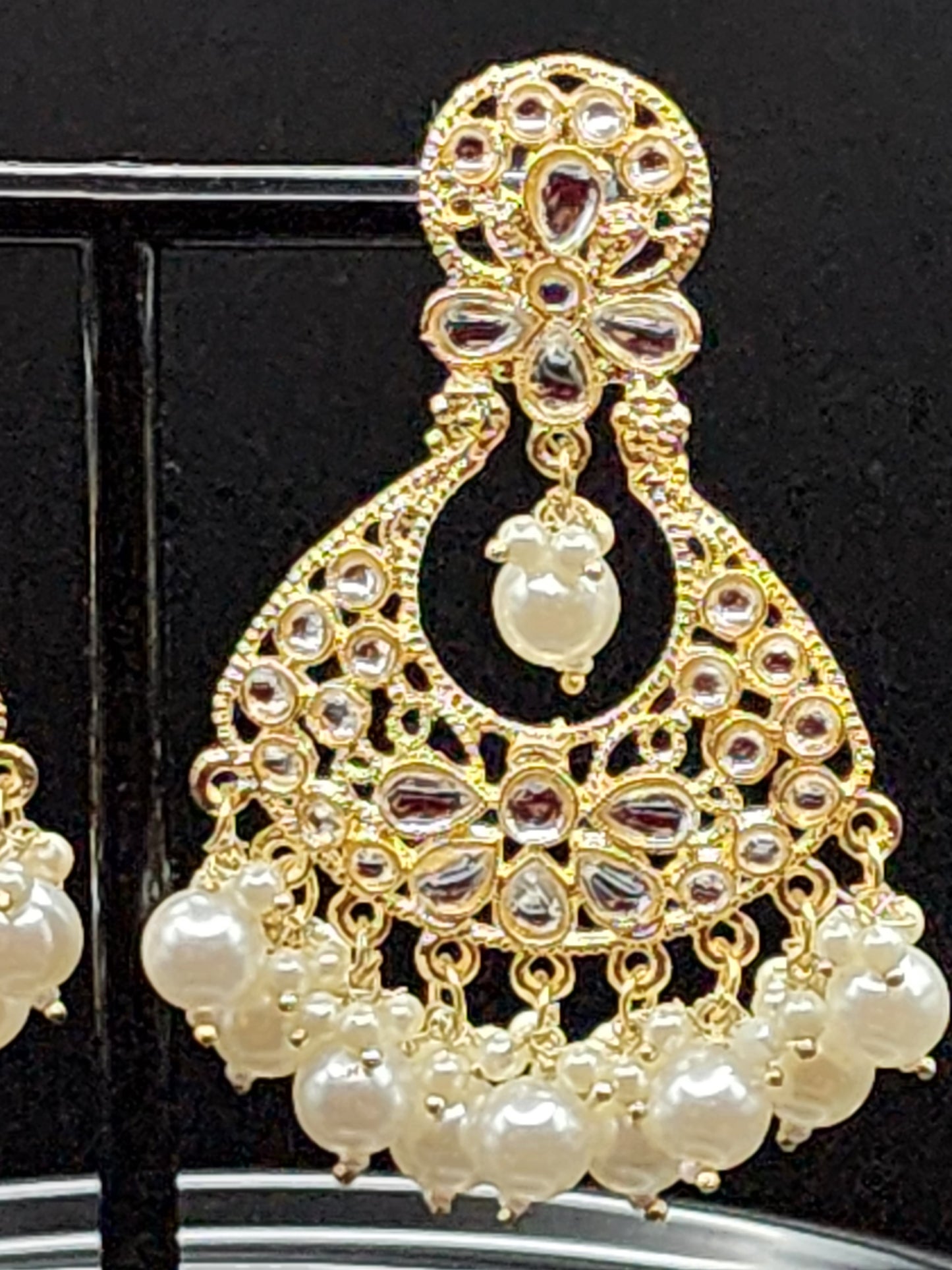 Earings Jhumkas with gold tone mirror work hoops