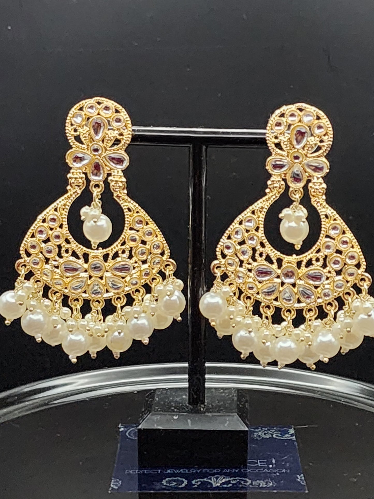 Earings Jhumkas with gold tone mirror work hoops