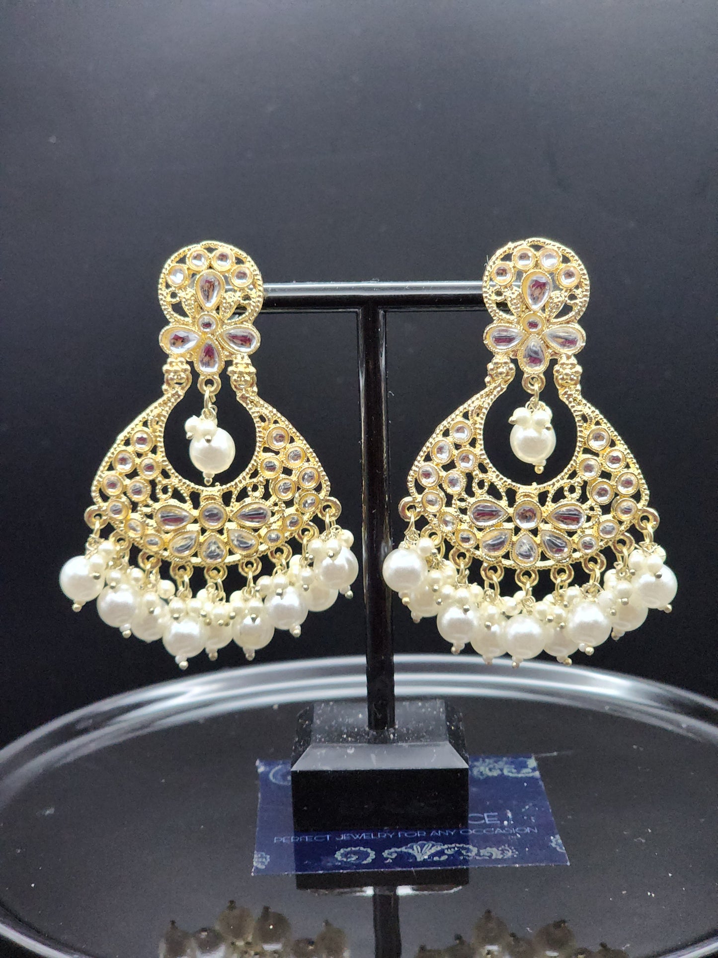 Earings Jhumkas with gold tone mirror work hoops