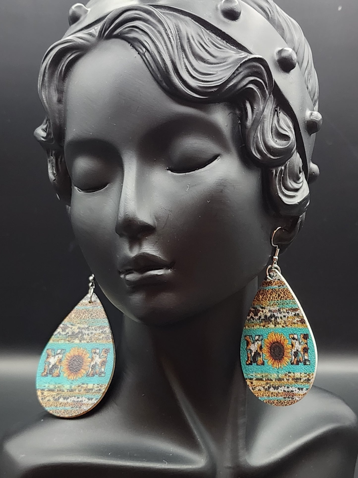 Mom Dangling PU leather Earing