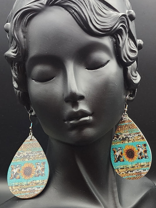 Mom Dangling PU leather Earing