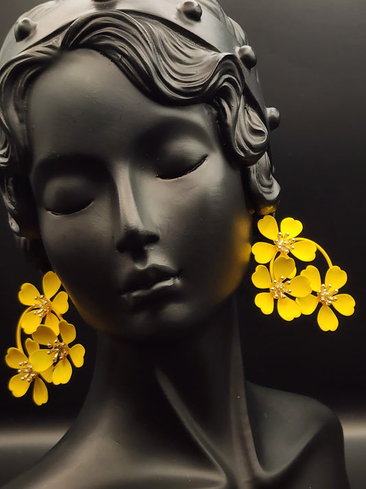 Yellow Flower Dangling Earing