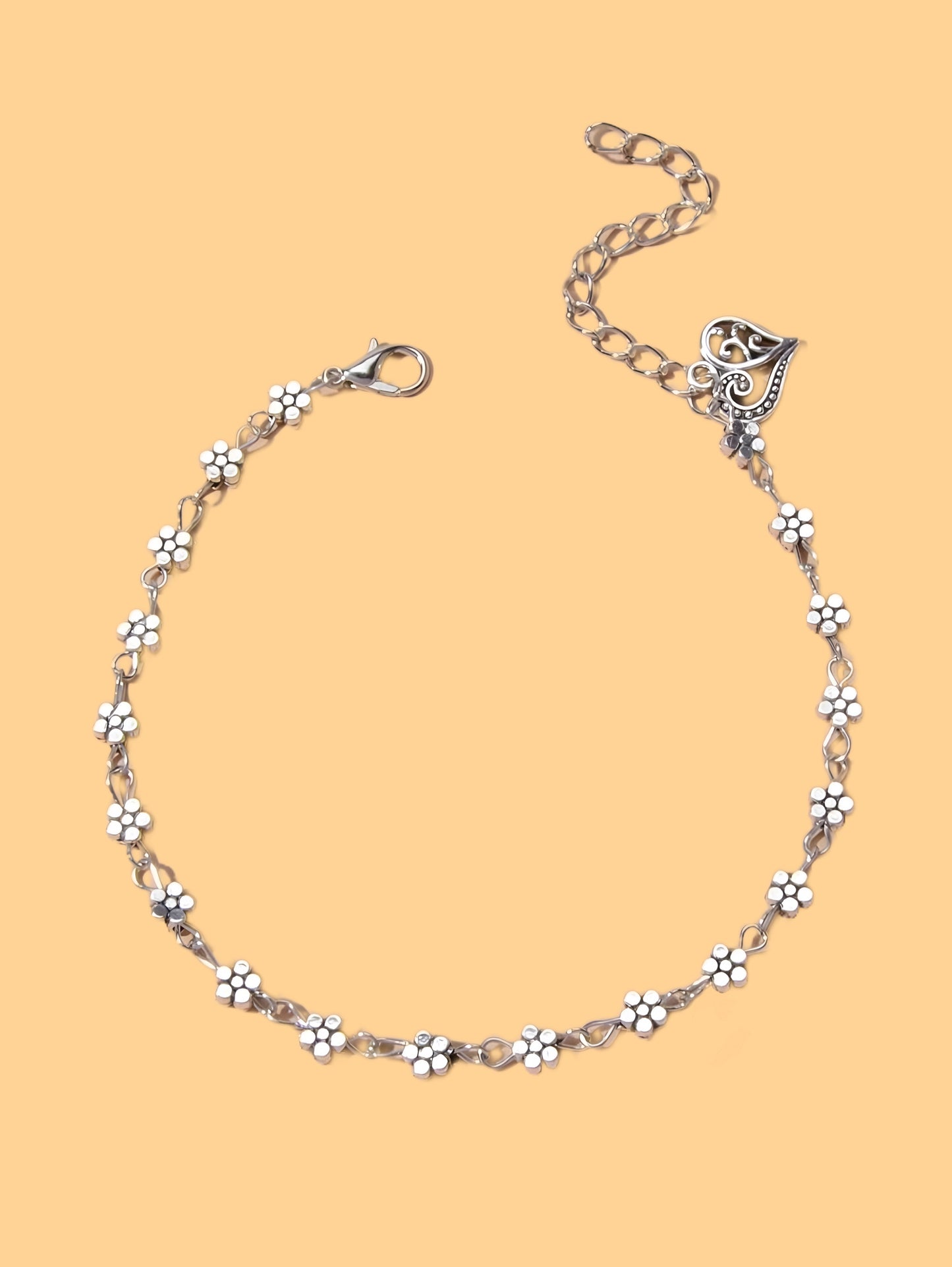 Floral Heart Anklet