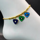 Evil Eye Heart Trio Anklet