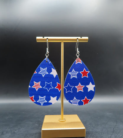 4th of July Blue Round Earrings