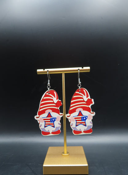 Fourth of July Red Gnomes Earrings