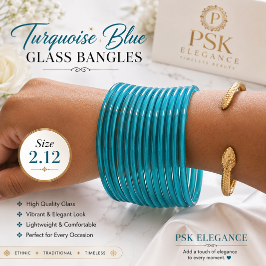 Turquoise Blue Glass Bangles – Size 2.12