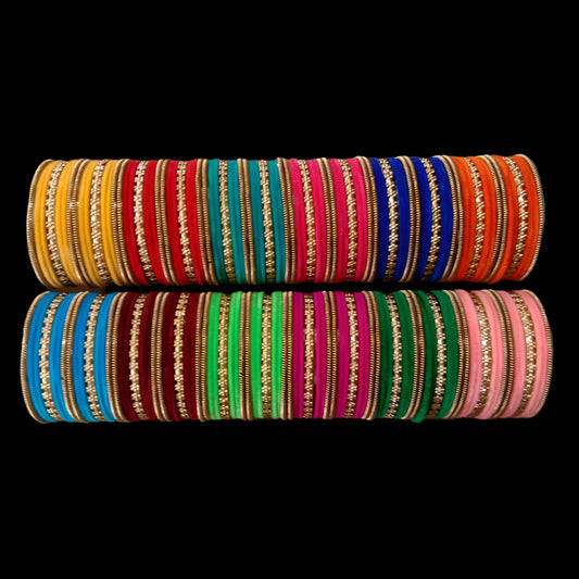 Bangles Pack Of 12 Multi Color Gold Plated Bangles Set
