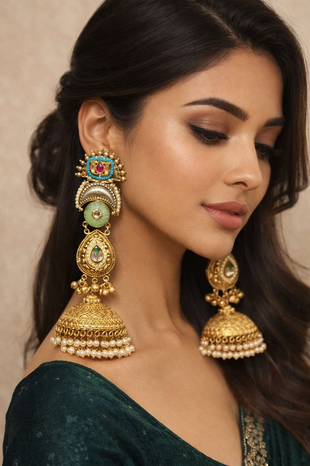Kashmir Jhumkas Elegant, bold, and eye-catching — a must-have piece for your jewelry collection.
