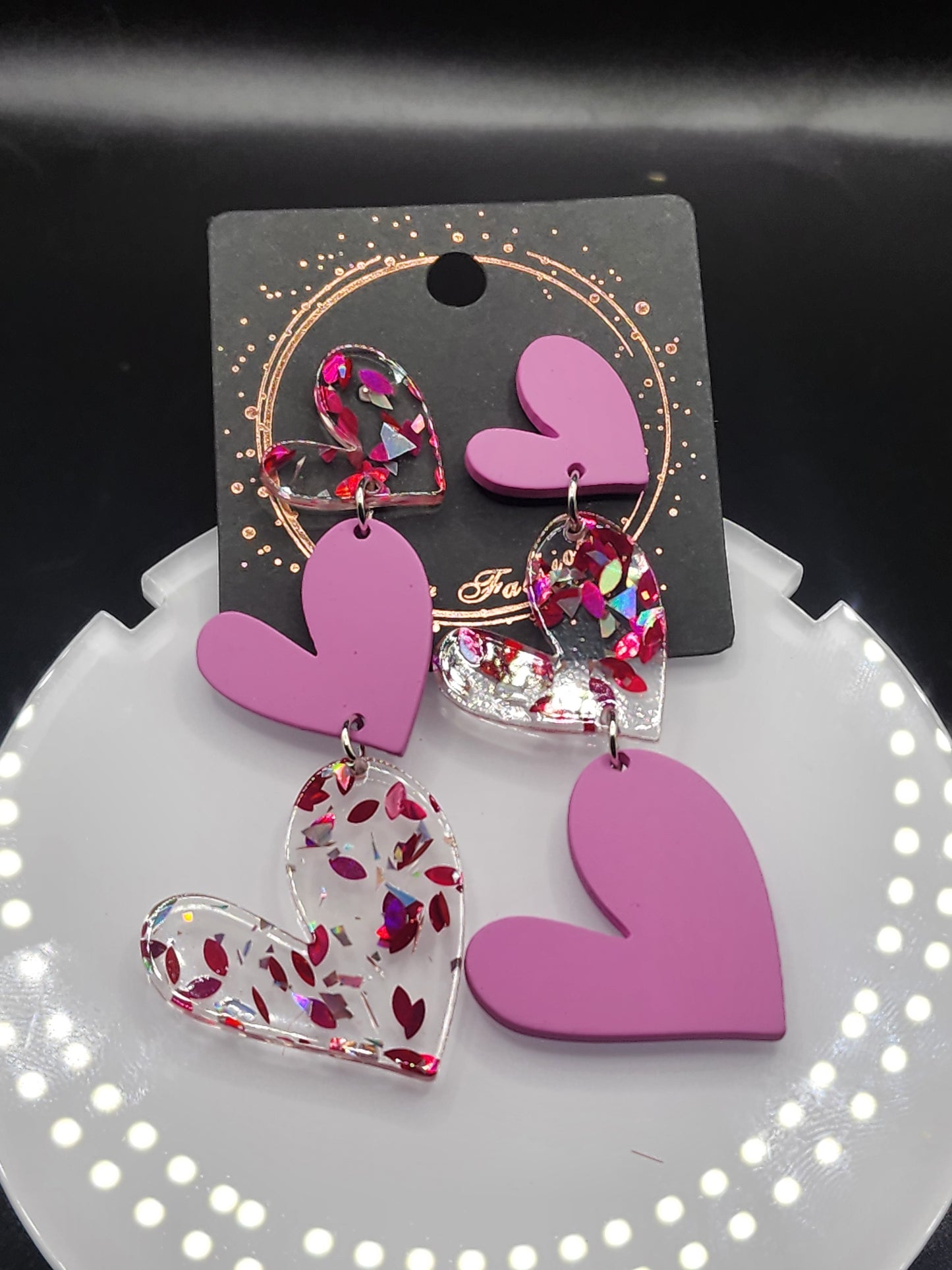 Love Heart Dangling Earrings – Cute  Glitter & Valentine Statement Jewelry