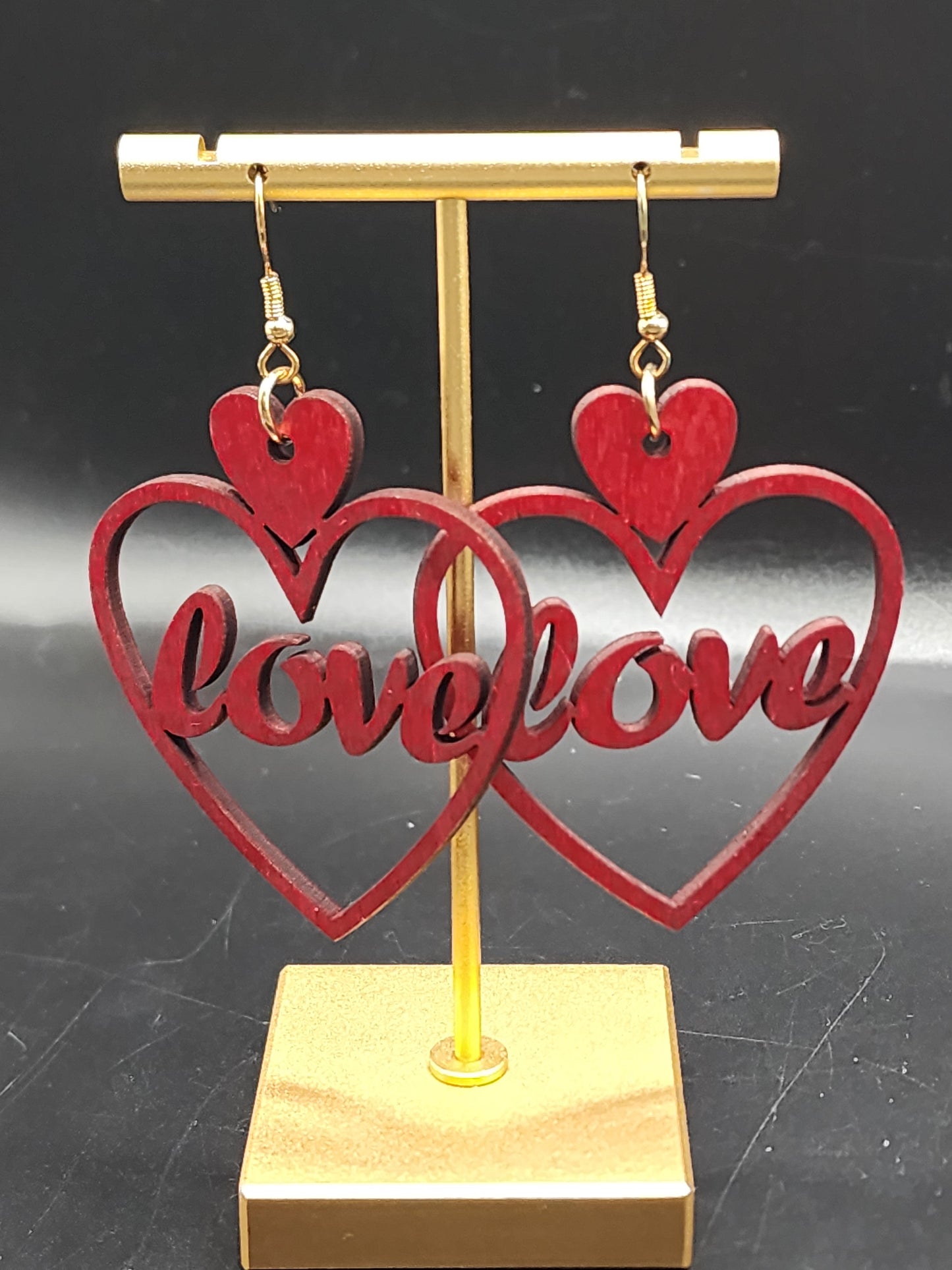 Love Script Heart Statement Earrings