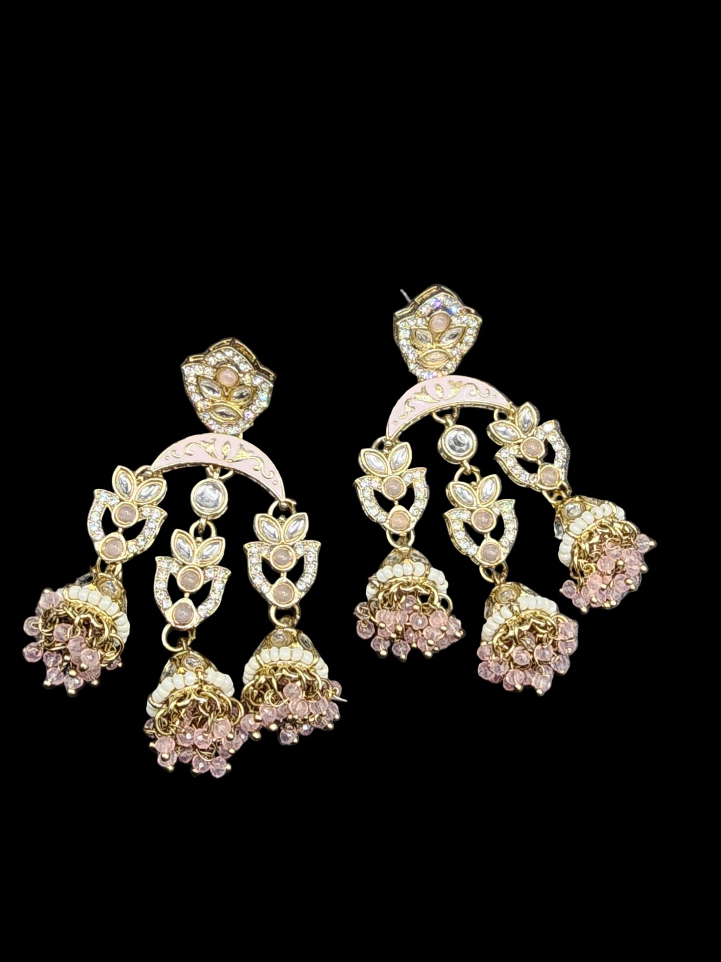 Blush Pearl Jhumka Chandbali Earrings – Gold Edition