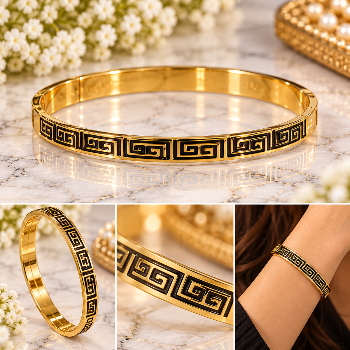 All Gold-Tone Elegant Cuff Bracelet