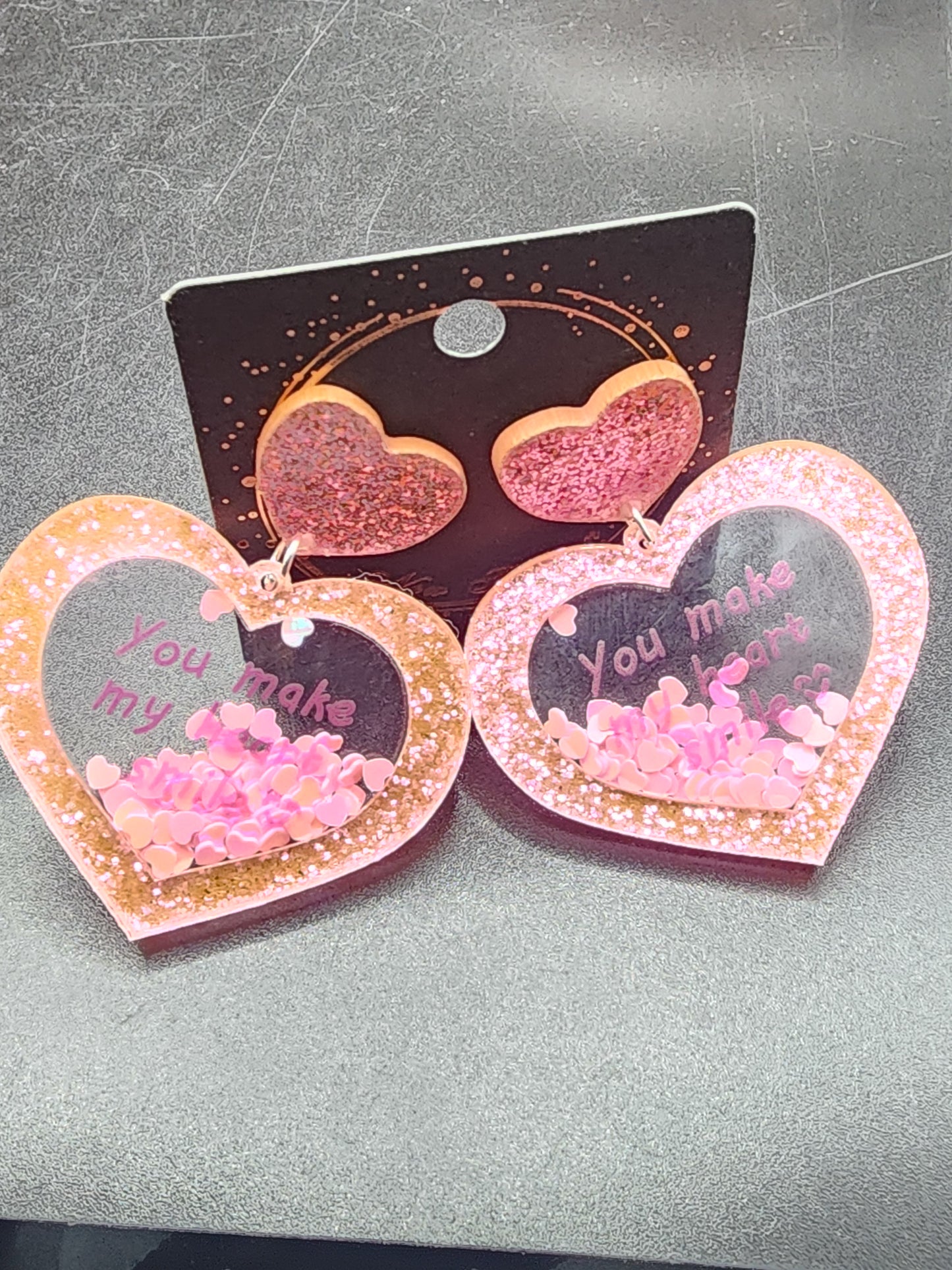 Love Heart Dangling Earrings – Cute  Glitter & Valentine Statement Jewelry