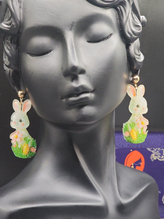 Spring Bunny Floral Earrings