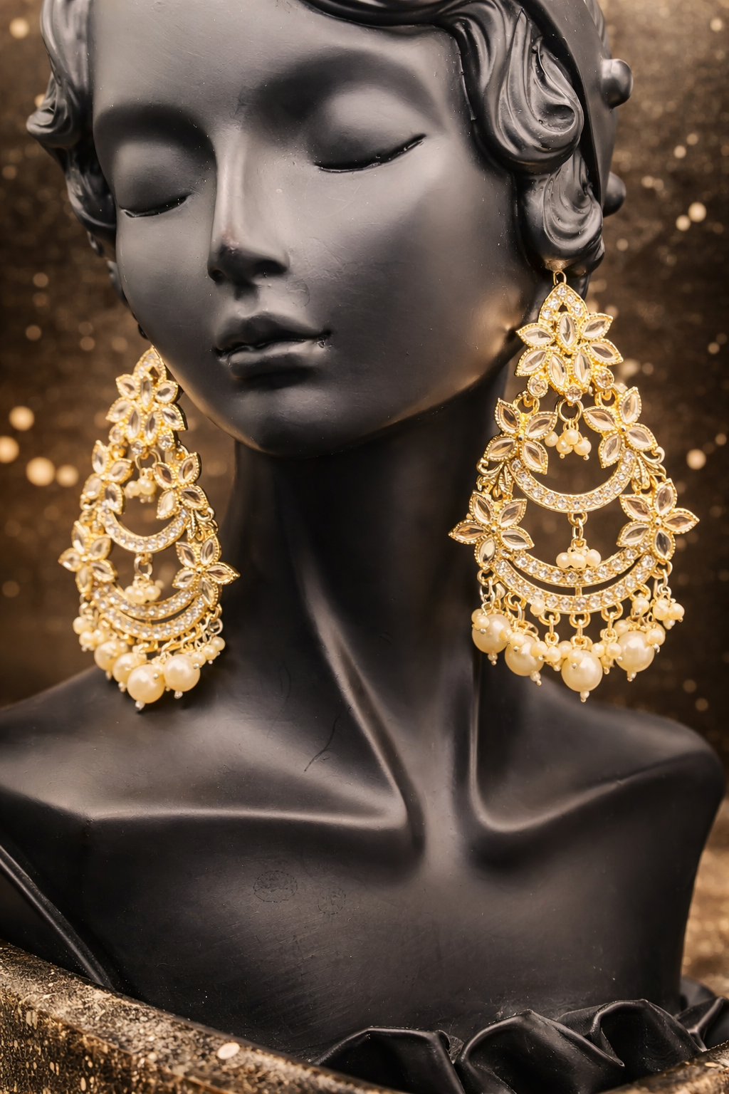 Golden elegance with a touch of Pearl's 
Perfect for weddings, parties & festive looks.