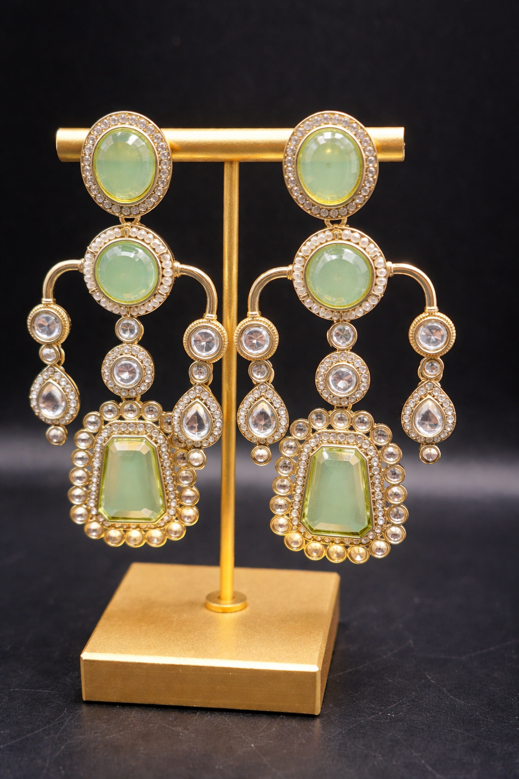 Mint Kundan Statement Earrings – Regal Green Edition