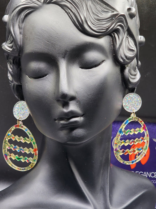 Glitter Egg Statement Earrings – PSK ELEGANCE 🐣✨
