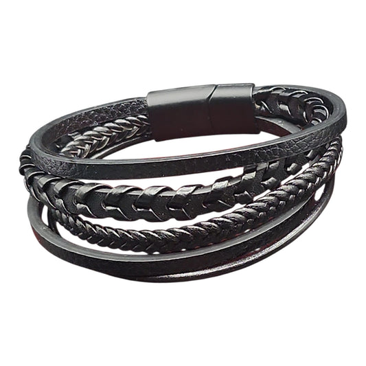 Black Layered Leather Bracelet