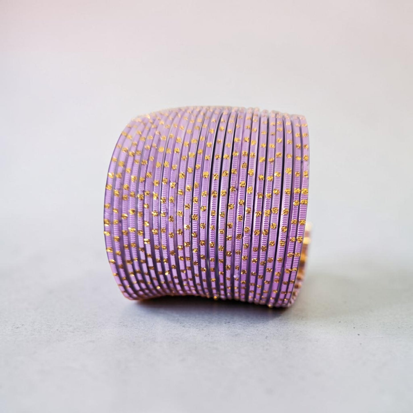 Lavender Purple Glass Glitter Bangles Set | Sparkling Crystal Stack | Indo-Western Statement Jewelry