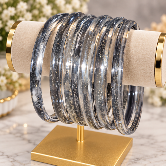 Clear Grey Jelly Glass Bangles – Size 2.8