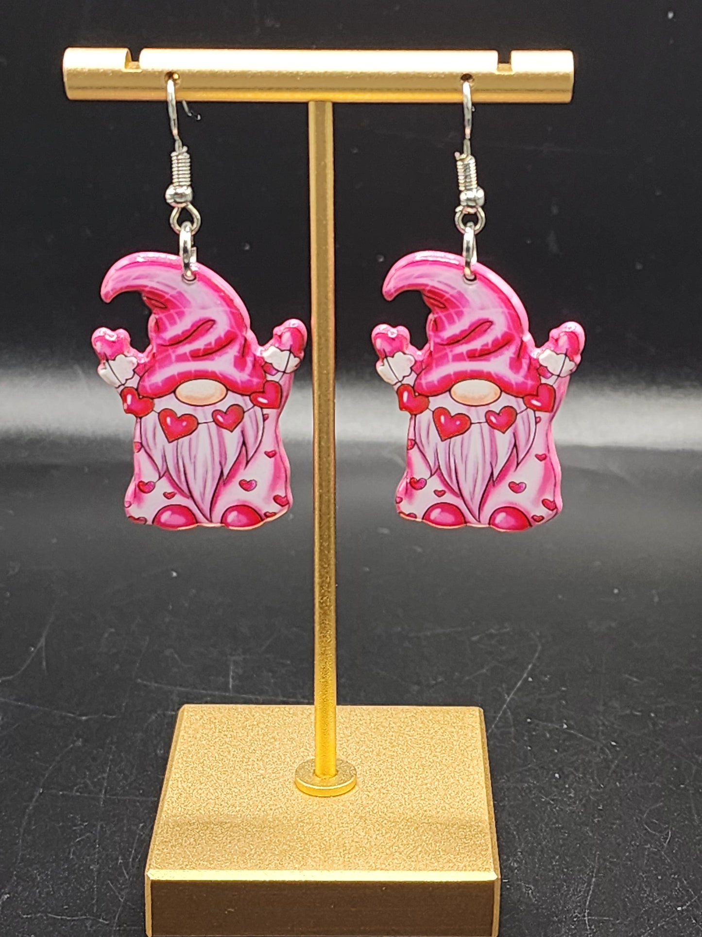 Valentine Gnome Heart Drop Earrings