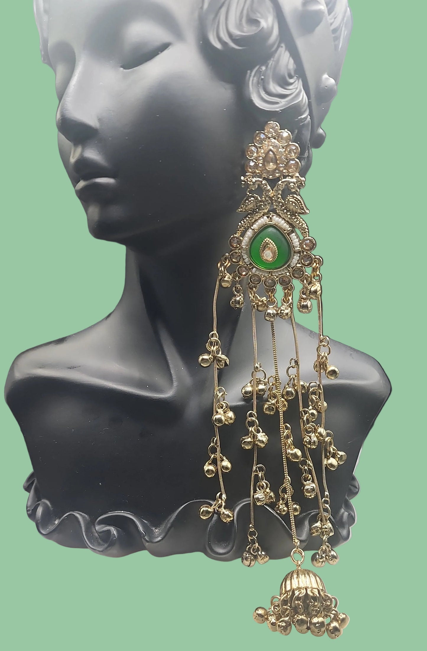 Emerald Royal Jhumka Statement Earrings