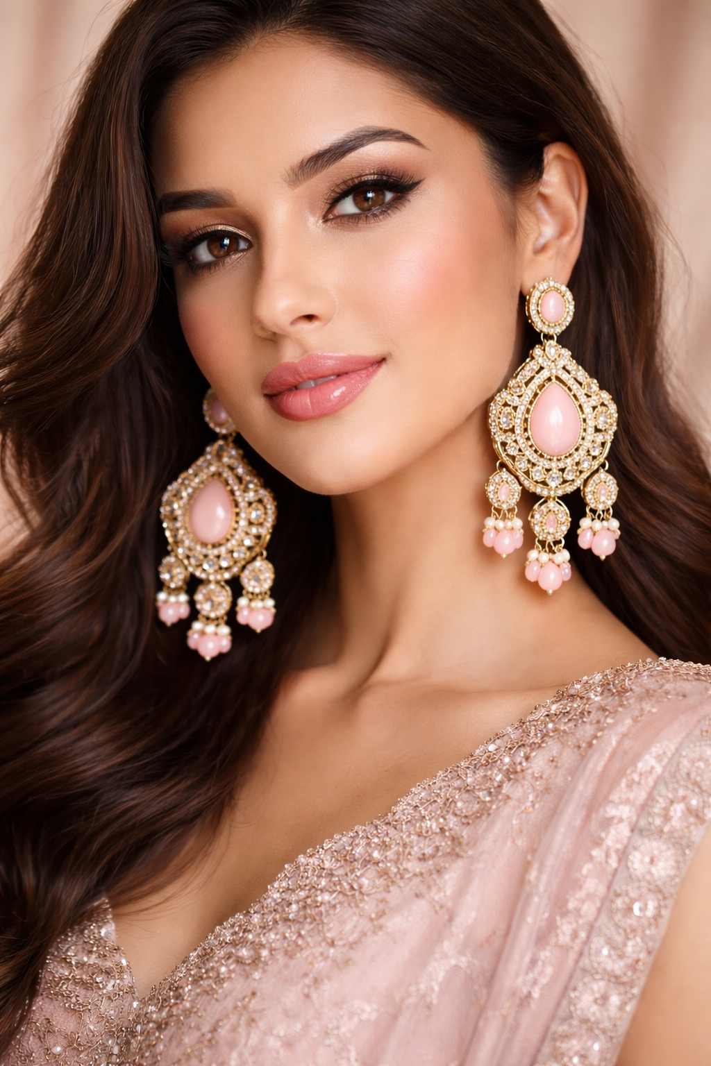 Blush Pink Luxury Statement Earrings