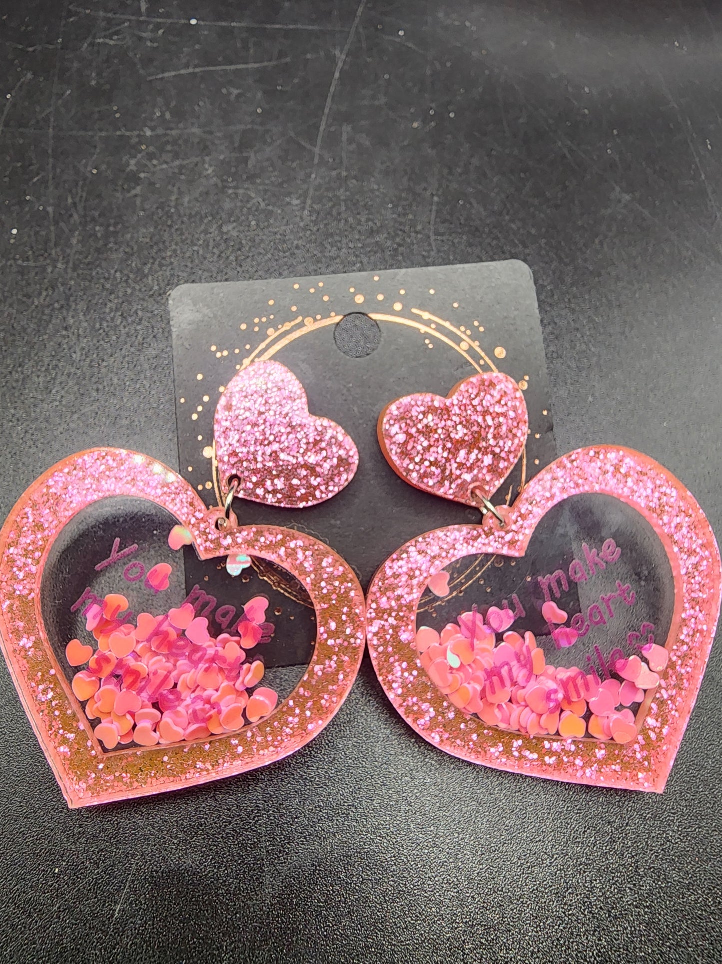Love Heart Dangling Earrings – Cute  Glitter & Valentine Statement Jewelry