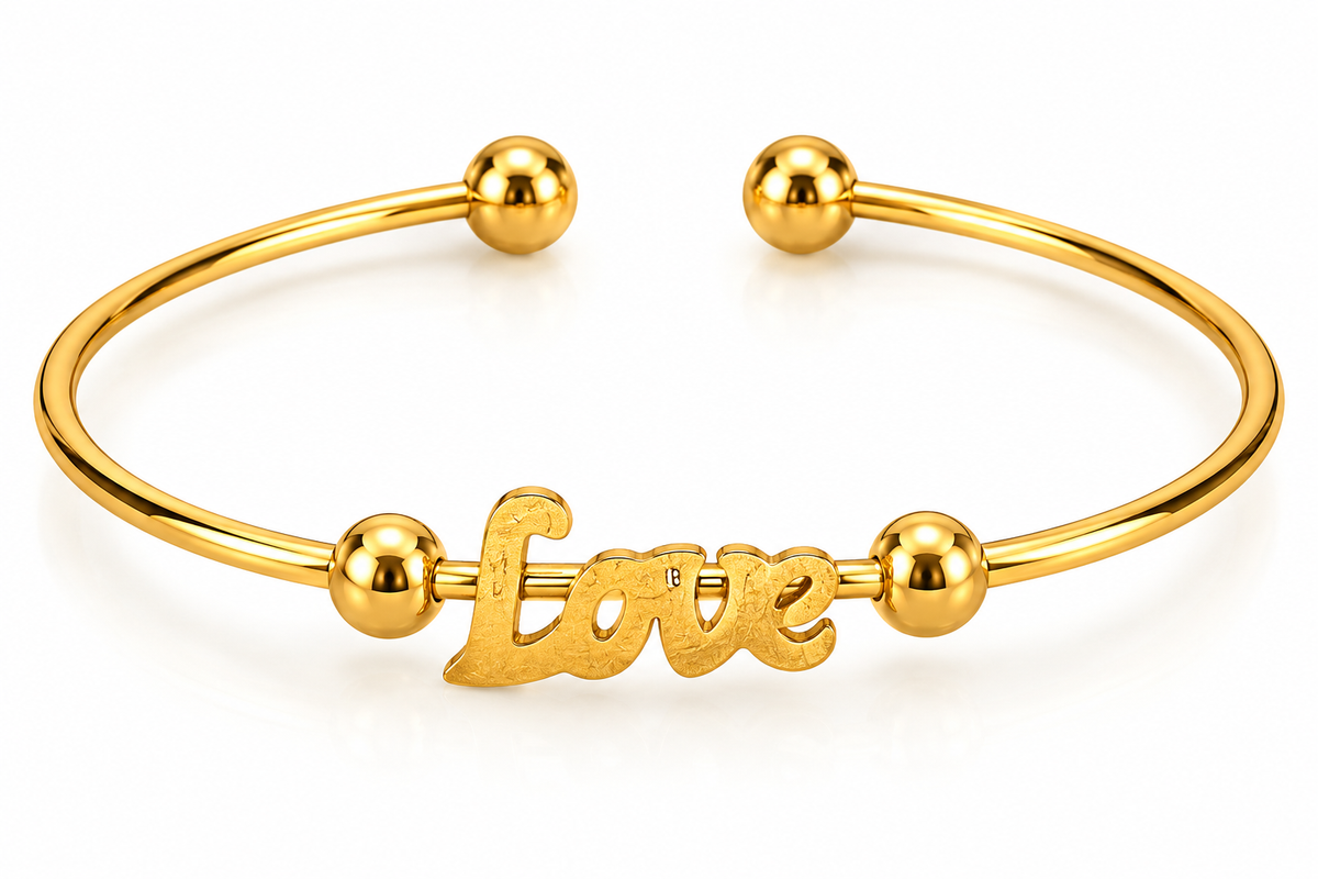 Gold-Tone “Love” Script Cuff Bracelet