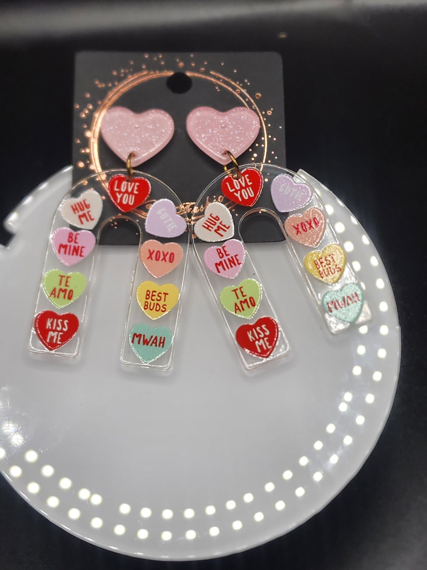 Love Heart Dangling Earrings – Cute  Glitter & Valentine Statement Jewelry