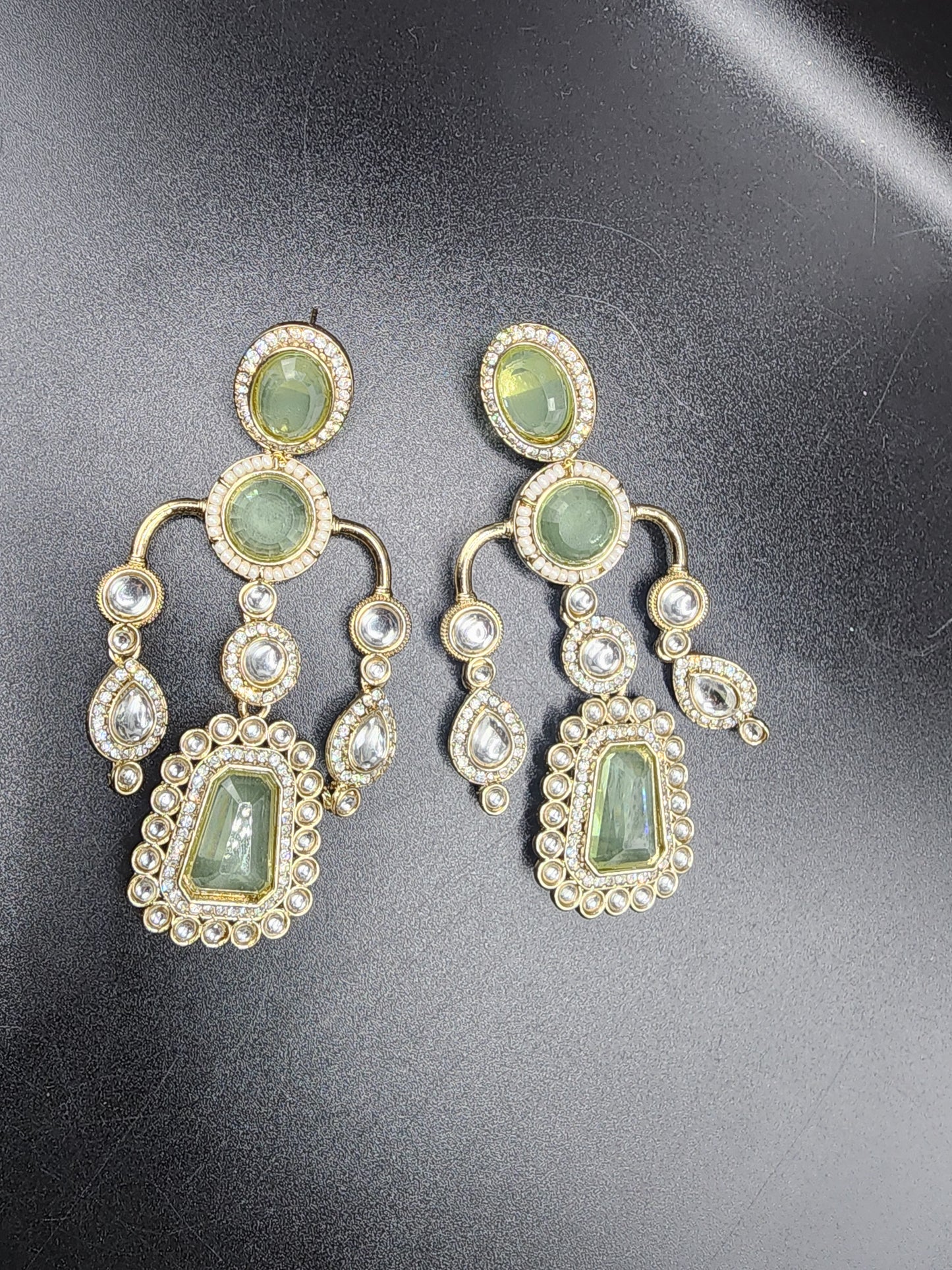 Mint Kundan Statement Earrings – Regal Green Edition
