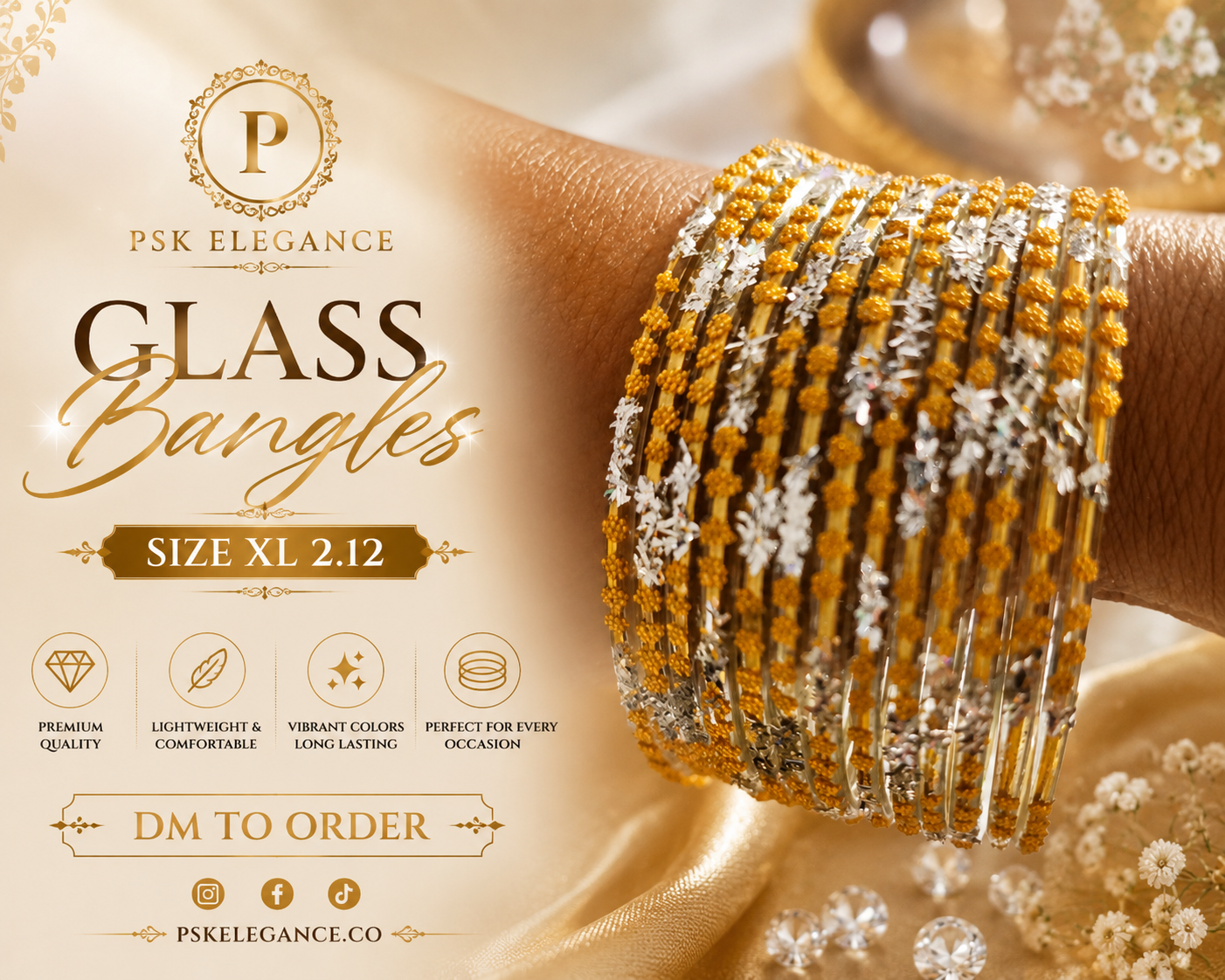 Glitter Glass Bangles Collection – Size 2.12