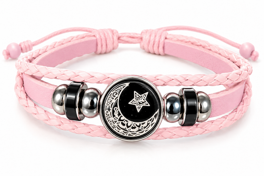 Pink Multilayer Moon & Star Bracelet handcrafted