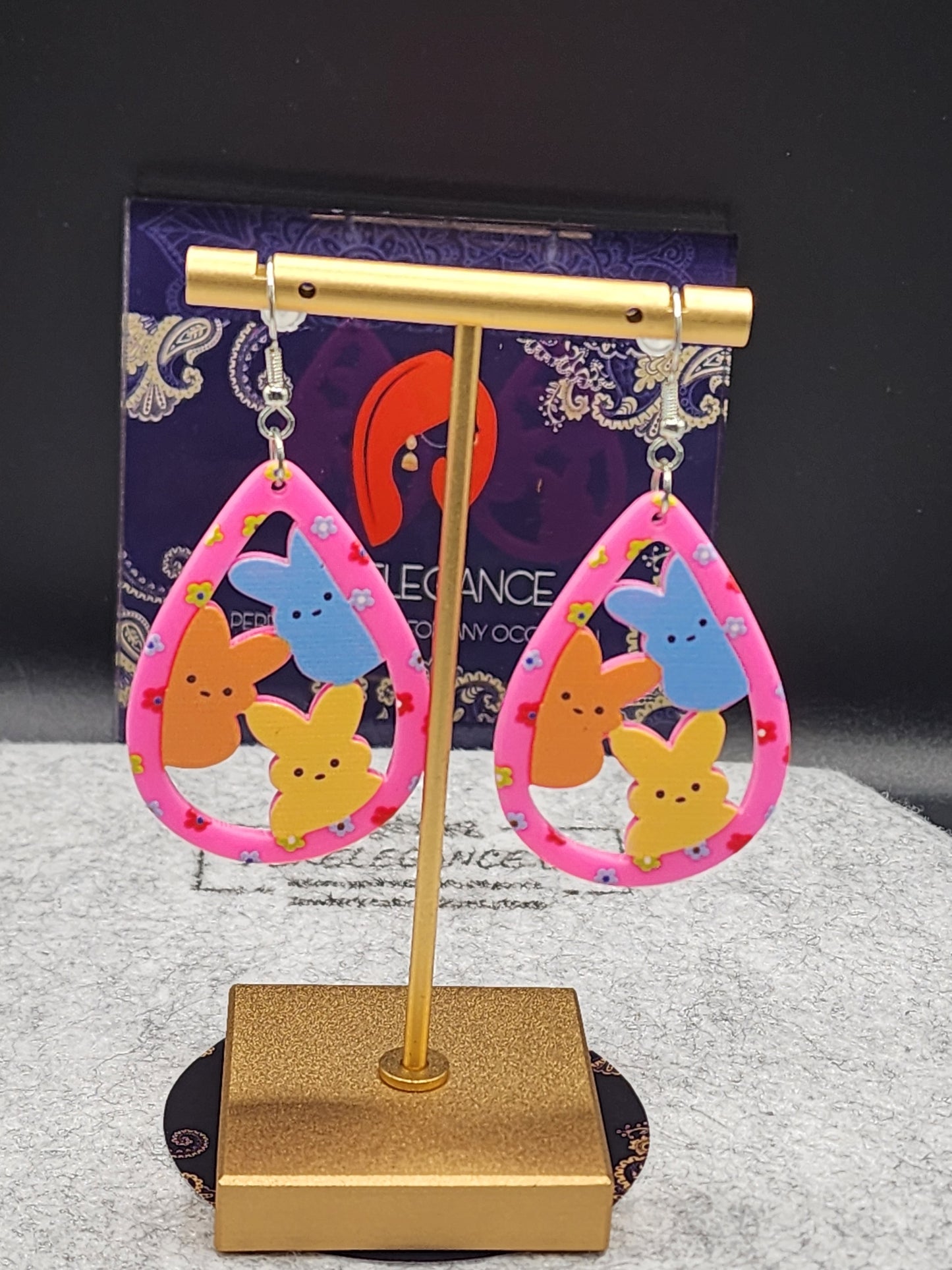 Bunny hoop colorful Earrings
